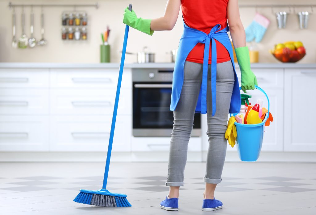 Cleaning,Concept.,Woman,With,Floor,Mop,And,Bucket,With,Washing